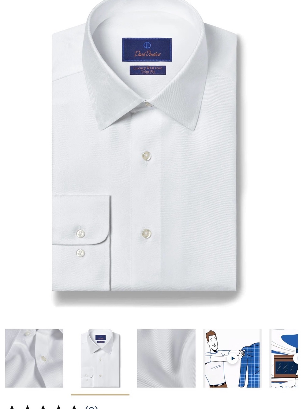 David Donahue White Point-Collar Dress Shirt